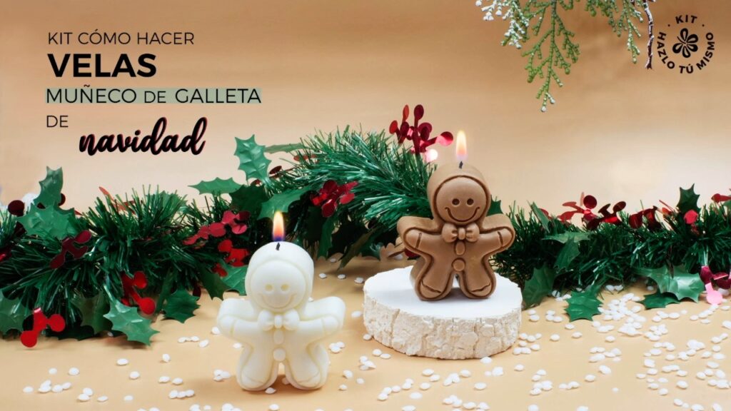 kit como hacer 2 velas muneco galleta navidad